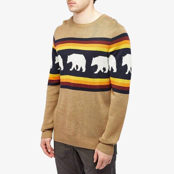 NEW KAVU highline crewneck sweater in snow bear